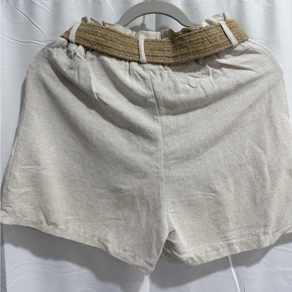 Fast Perry Beige High-Waisted Shorts with Braided Belt – Size XL, Made in Turkey - Picture 2 of 6